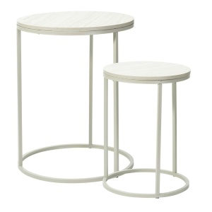 Set 2 măsuțe de cafea Trends4You, metal & MDF, design modern, alb