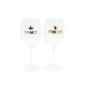 Set 2 pahare vin, cristal ecologic, 440 ml, Nekupto - Prince & Princess