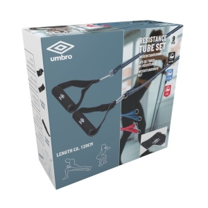Set 3 benzi elastice cu mânere, Umbro®, niveluri diferite de rezistență, 120 cm