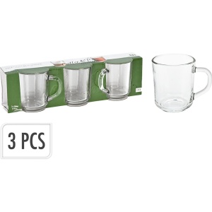 Set 3 căni Excellent Houseware, pentru cafea, 240 ml, din sticlă