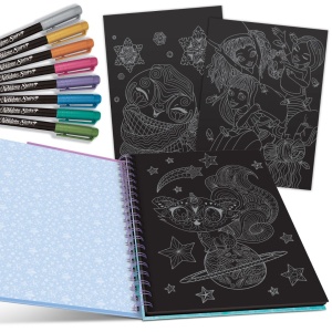 Set Art & Craft Carte De Colorat Cu Pagini Negre, personaj Isadora & Iceana - Nebulous Stars