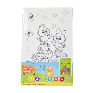 Set creativ de pictură, pe pânză, model 2 puișori, 19.5x30 cm