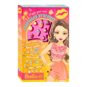 Set creativ, propriile brățări cu charm-uri, accesorii aurii, Besties, 5+ ani