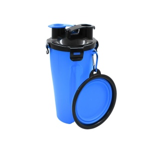 Set hrană animale Koopman, pentru apă și mâncare, compartimente duble 440 ml, Dogs Collection, fără BPA, FSC, albastru cu negru