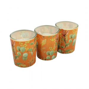 Set lumânări design floral portocaliu 5x6cm