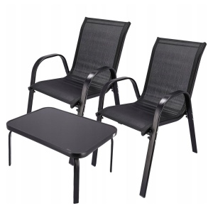 Set mobilier de grădină Jumi, model FIESTA, 2 fotolii suprapozabile și măsuță de cafea