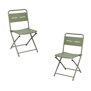 Set mobilier pliabil pentru balcon, masă pătrată 60×60 cm și 2 scaune metalice verzi, design modern, compact