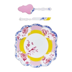 Set paletă și cuțit, din porțelan, pentru servirea tortului, Pip Studio, 25 cm, colecția Royal Multi