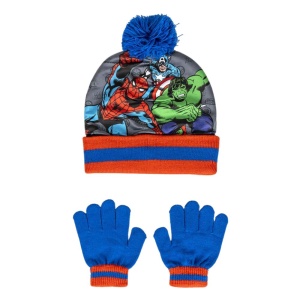 Set pentru copii, cu căciulă, mănuși și guler, personaj Avengers, Cerda