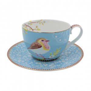 Set porțelan cească și farfurioară, Pip Studio, colecția Early Bird, bleu, 280 ml