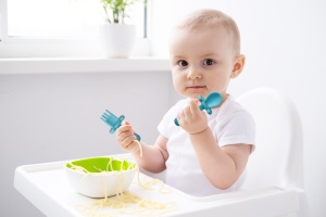 Set tacâmuri din silicon, pentru bebeluși, culoarea albastru, Frootimals - Img 3