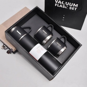 Set termos cu 3 căni – 500 ml, ideal pentru călătorii și cadouri, negru