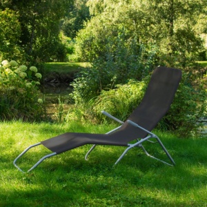 SLOTH foldable sun lounger, Jumi, for garden, patio, or beach, black/grey