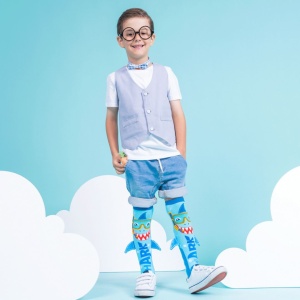 Șosete lungi colorate Madmia pentru băieți Shark 3-5 ani - Img 1