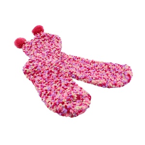 Șosete pufoase Cupcake, roz, cu pom-pom – ambalaj cadou, mărime universală