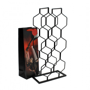 Suport 8 sticle metal 23x11x48cm negru
