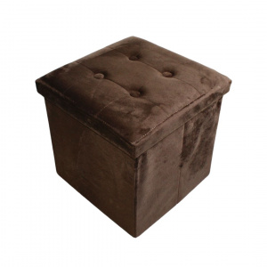 Taburet cu spațiu depozitare 38x38x38 cm catifea maroniu