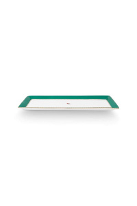 Tavă din porțelan, dreptunghiulară, pentru tort, , Pip Studio, 33,3x15,5cm, colecția Love Birds Emerald - Img 2