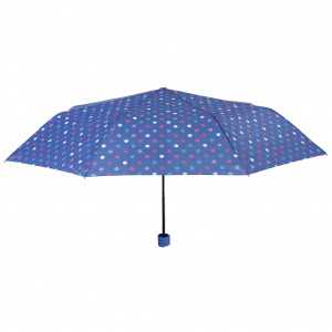 Umbrelă damă MINI manuală Perletti albastru cu buline - Img 1