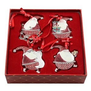 Set cadou Bailey & Brooke, 4 decorațiuni metalice cu Moș Crăciun
