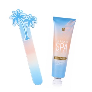 Set îngrijire mâini SUMMER SPA în ambalaj cadou turcoaz, cremă pentru mâini și unghii 30 ml si pilă de unghii