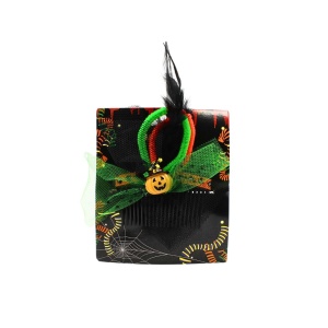 Agrafă pentru Halloween, model dovleac cu fundiță verde, 8 cm