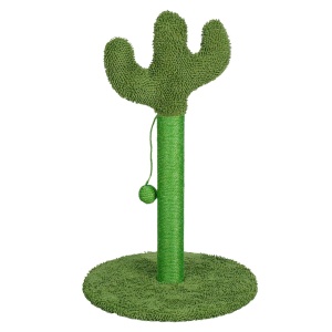 Ansamblu de joacă și stâlp sisal pentru pisici, Jumi, model cactus verde, 43 cm