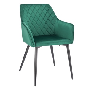 Scaun tapițat din catifea verde, APIS, cu picioare metalice – design modern, confortabil, brand Jumi