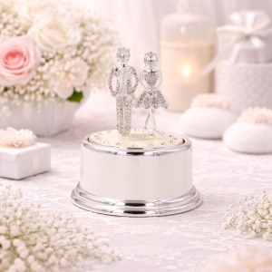 AZAY Musical Jewelry Box – Elegant Couple with Crystals, Romantic Design, Premium Box Included