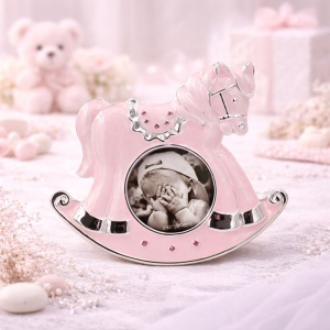 AZAY Pink Rocking Horse Photo Frame for Kids, 5x5 cm, Baby Room Decor, Newborn Girl Gift, Gift Box Included