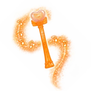 Baghetă magică portocalie cu inimă – jucărie interactivă cu lumini led și sunete, Genie Pets, Whimsy Workshop