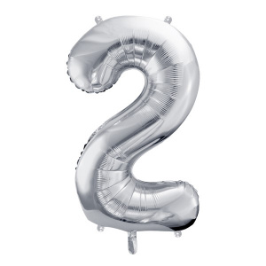 Balon cifra 2, argintiu, 35 cm