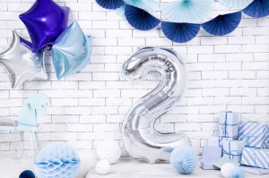 Balon cifra 2, argintiu, 35 cm