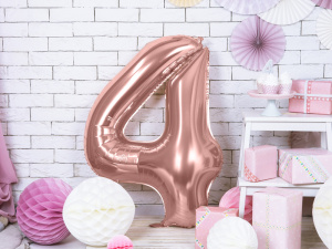Balon cifra 4, roz, 35 cm