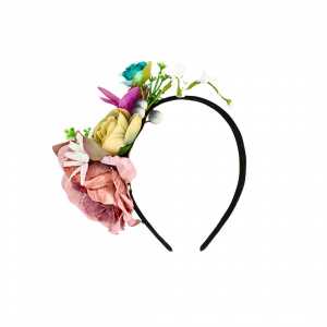 Coroniță de păr, cu flori multicolore, Zooky, bentiță florală fete, accesorii păr elegante evenimente