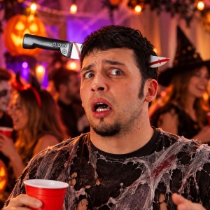 Bentiță pentru Halloween model cuțit în cap, Carnival Toys, accesoriu costum