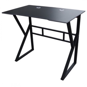 Birou Gaming, cadru metalic, blat neted cu orificii pentru cabluri, culoarea negru, 100x60 cm, eCarla, STL20CZ