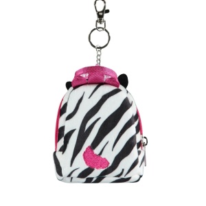 Breloc mini-rucsac, Squishmallows, zebra Tracey, design cu păr roz, 11x9x5 cm, brand Difuzed - Img 2