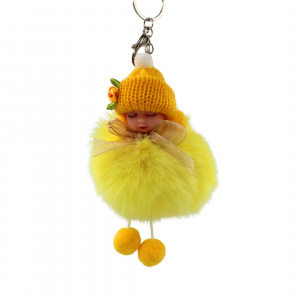 Breloc puf galben model bebeluș adormit