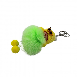 Breloc puf verde model bebeluș cu căciuliță