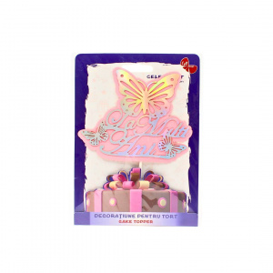 Cake Topper tort La Mulți Ani roz-argintiu - Img 2