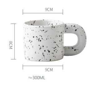 Cană ceramică, mată, crem cu aspect pătat, 300 ml, eCarla, CUP19