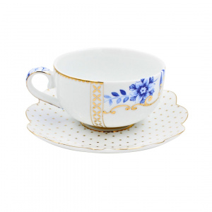 Cană espresso cu farfurioară, colecția Royal White, 125ml, Pip Studio