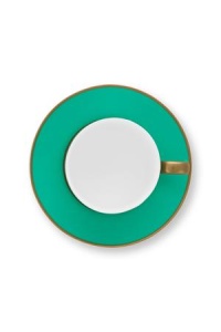 Cană espresso cu farfurioară, Pip Studio, 220 ml, colecția Pip Chique, Gold-Green - Img 4