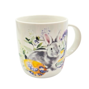 Cană pentru copii, culoarea alb, design tematic cu motive pascale, 370 ml
