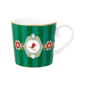 Cană porțelan, Pip Studio, Stripes Green, 150 ml, colecția Love Birds