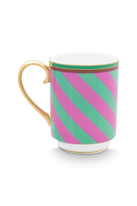Cană porțelan, Pip Studio, Stripes Pink-Green, 350ml, colecția Pip Chique