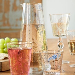 Carafă din sticlă, Pip Studio, Royal Golden Flower, 1.7l, colecția Royal White