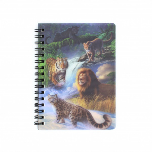 Carnețel zoo, cu spirală, 3D, "LiveLife - Big cats expedition"