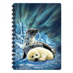 Carnețel zoo, cu spirală, 3D, "LiveLife - Harp seals" - Img 1